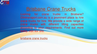 Brisbane Crane Trucks Otmtransport.com.au