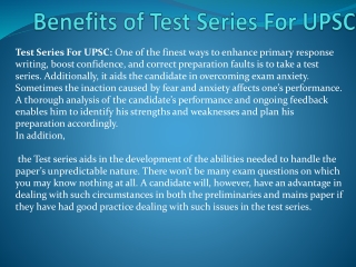 Benefits of Test Series For UPSC