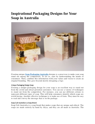Inspirational Packaging Designs for Your Soap in Australia