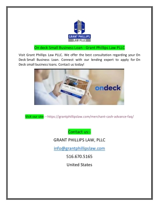 Ondeck Small Business Loan  Grant Phillips Law PLLC