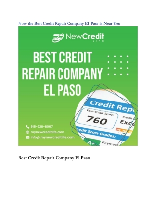 Now the Best Credit Repair Company EI Paso is Near You