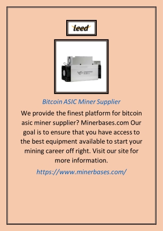 Bitcoin ASIC Miner Supplier