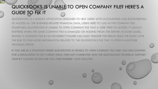 An easy way to fix QuickBooks is unable to open company file issue