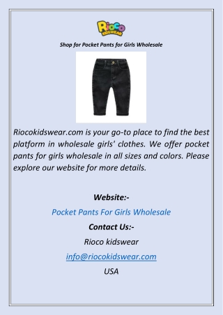 Shop for Pocket Pants for Girls Wholesale