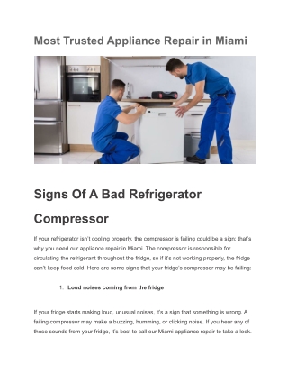 Most Trusted Appliance Repair in Miami