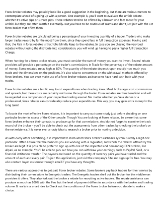 The History of rebate forex