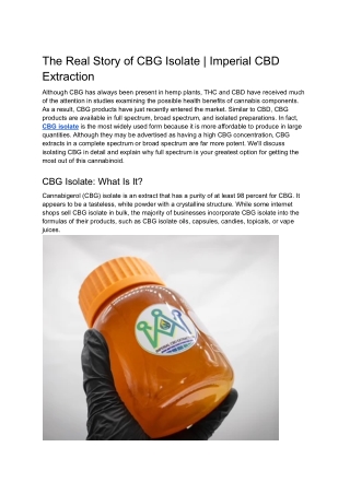 The Real Story of CBG Isolate | Imperial CBD Extraction