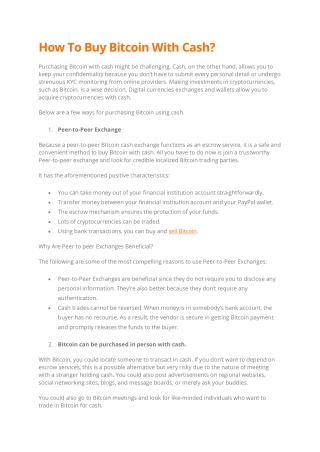 How To Buy Bitcoin With Cash