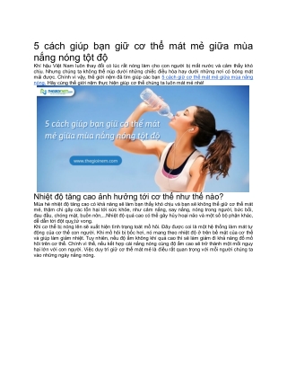5 cách giúp bạn giữ cơ thể mát mẻ giữa mùa nắng nóng tột độ