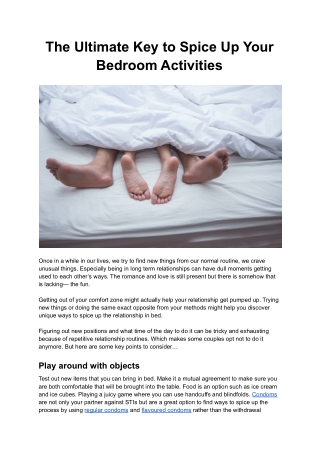 The Ultimate Key to Spice Up Your Bedroom Activities