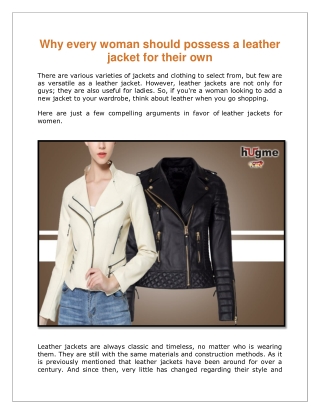 Why every woman should possess a leather jacket for their own