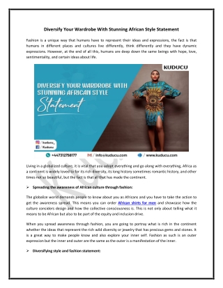 Diversify Your Wardrobe With Stunning African Style Statement