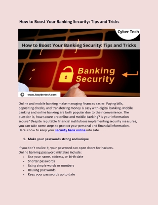 How to Boost Your Banking Security: Tips and Tricks