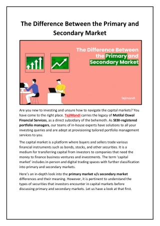 The Difference Between the Primary and Secondary Market