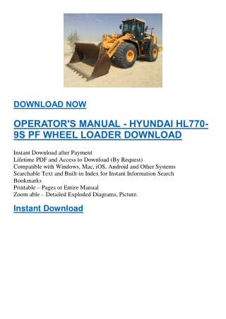 PPT - OPERATOR'S MANUAL - HYUNDAI HL770-9S PF WHEEL LOADER DOWNLOAD ...