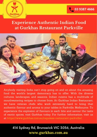 Experience Authentic Indian Food at Gurkhas Restaurant Parkville