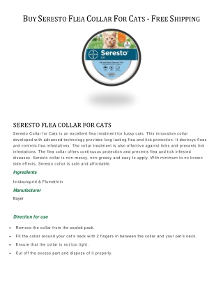 Buy Seresto Flea Collar For Cats