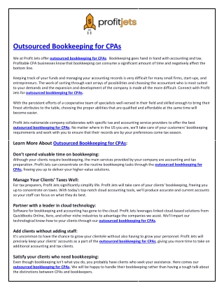 Profitjets Outsourced Bookkeeping for CPAs