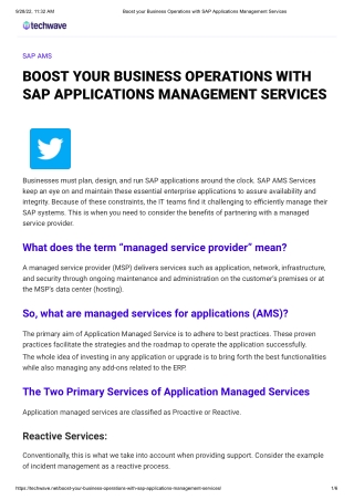 Boost your Business Operations with SAP Applications Management Services