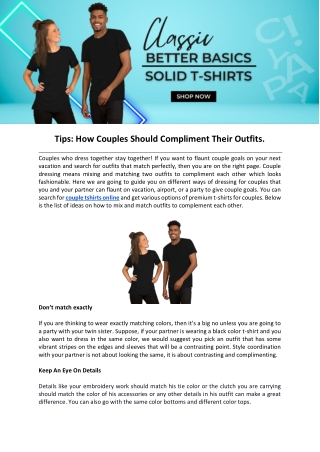 Tips How Couples Should Compliment Their Outfits