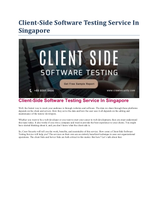 Client-Side Software Testing Service In Singapore
