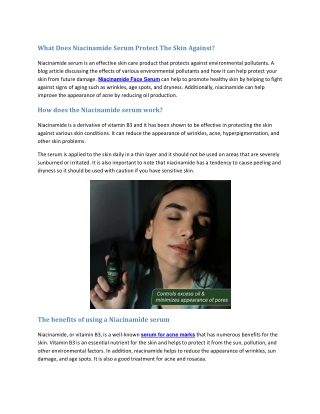What Does Niacinamide Serum Protect The Skin Against