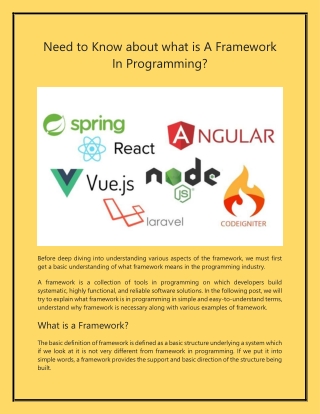 Need to Know about what is A Framework In Programming