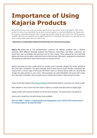 Importance of Using Kajaria Products