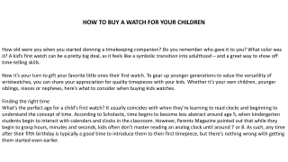 HOW TO BUY A WATCH FOR YOUR CHILDREN