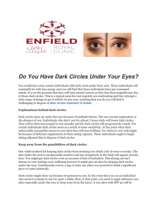 Do You Have Dark Circles Under Your Eyes