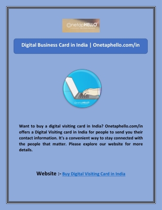 Buy Digital Visiting Card in India | Onetaphello.com/in