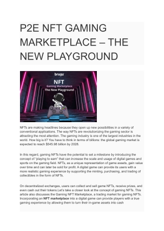 P2E NFT GAMING MARKETPLACE