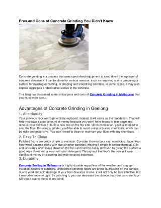 Pros and Cons of Concrete Grinding You Didn