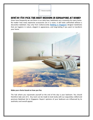 How Do You Pick The Best Bedding In Singapore At Home
