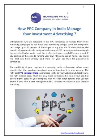 How PPC Company in India Manage Your Investment Advertising ?