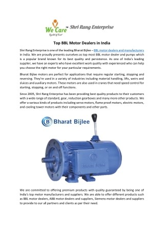 BBL Motor Dealers in India