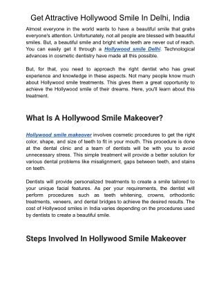 Get Attractive Hollywood Smile In Delhi, India