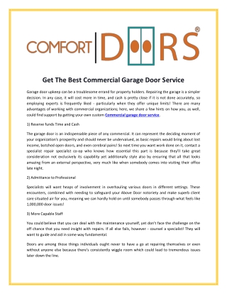 Get The Best Commercial Garage Door Service