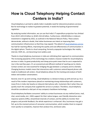 How is Cloud Telephony Helping Contact Centers in India