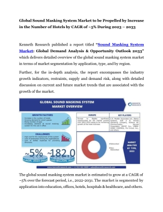 Global Sound Masking System Market PR