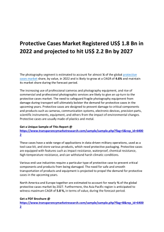 Protective Cases Market Registered US$ 1.8 Bn in 2022