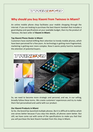 Are you want to buy Xiaomi from Twinovo-Cell in Miami?