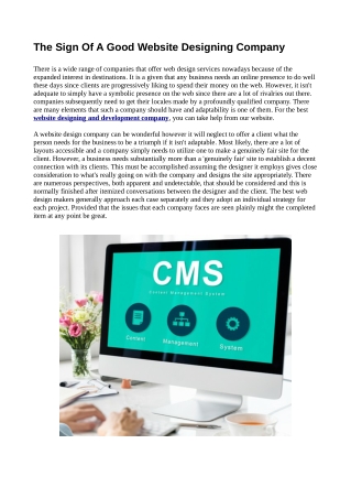 The Sign Of A Good Website Designing Company