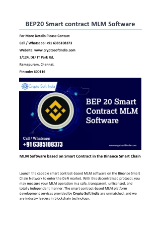 BEP20 Smart Contract MLM Software