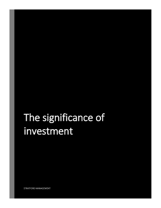 The significance of investment