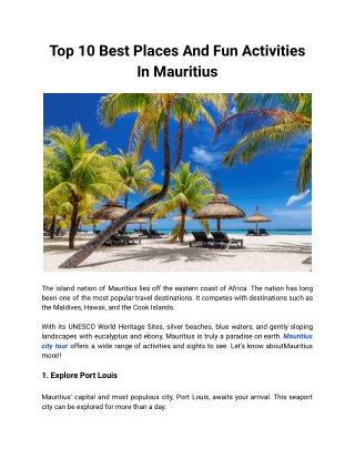 Top 10 Best Places And Fun Activities In Mauritius