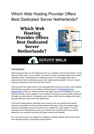 Which Web Hosting Provider Offers Best Dedicated Server Netherlands_