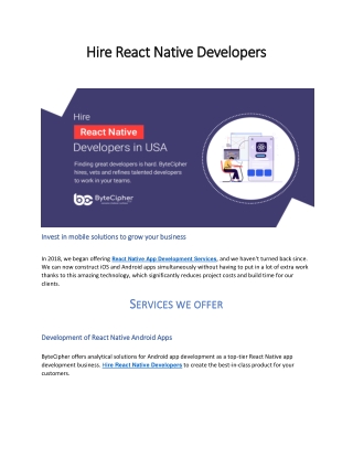 Hire React Native Developers in USA