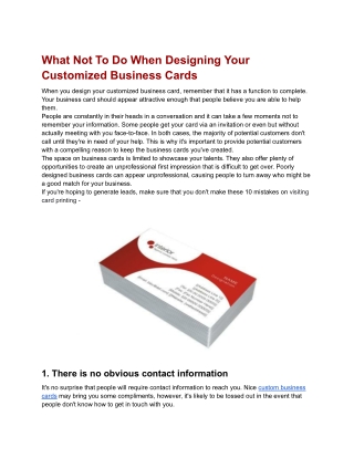 What Not To Do When Designing Your Customized Business Cards