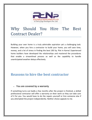 Why Should You Hire The Best Contract Dealer?